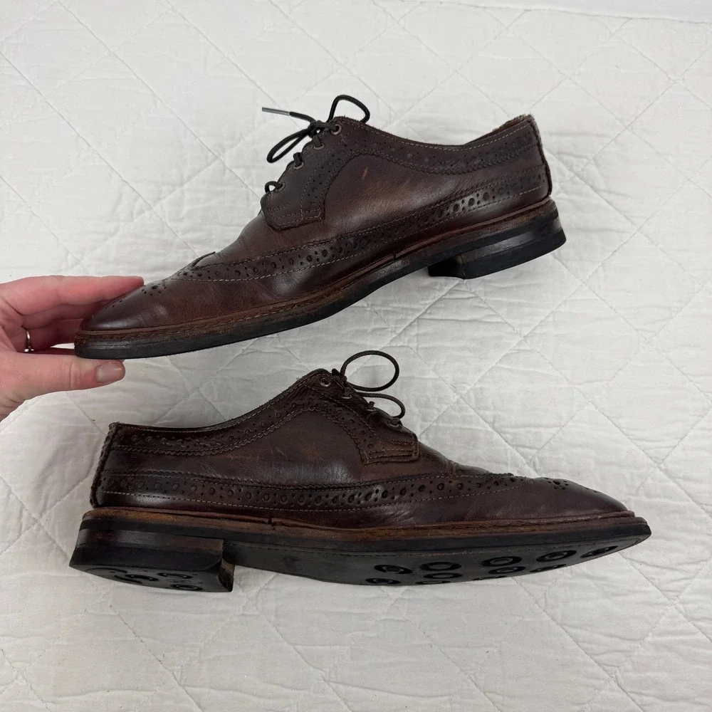 Allen Edmonds Aberdeen Mens 11 D Brown Leather Wingtip Derby Dainite‎ Sole 8022